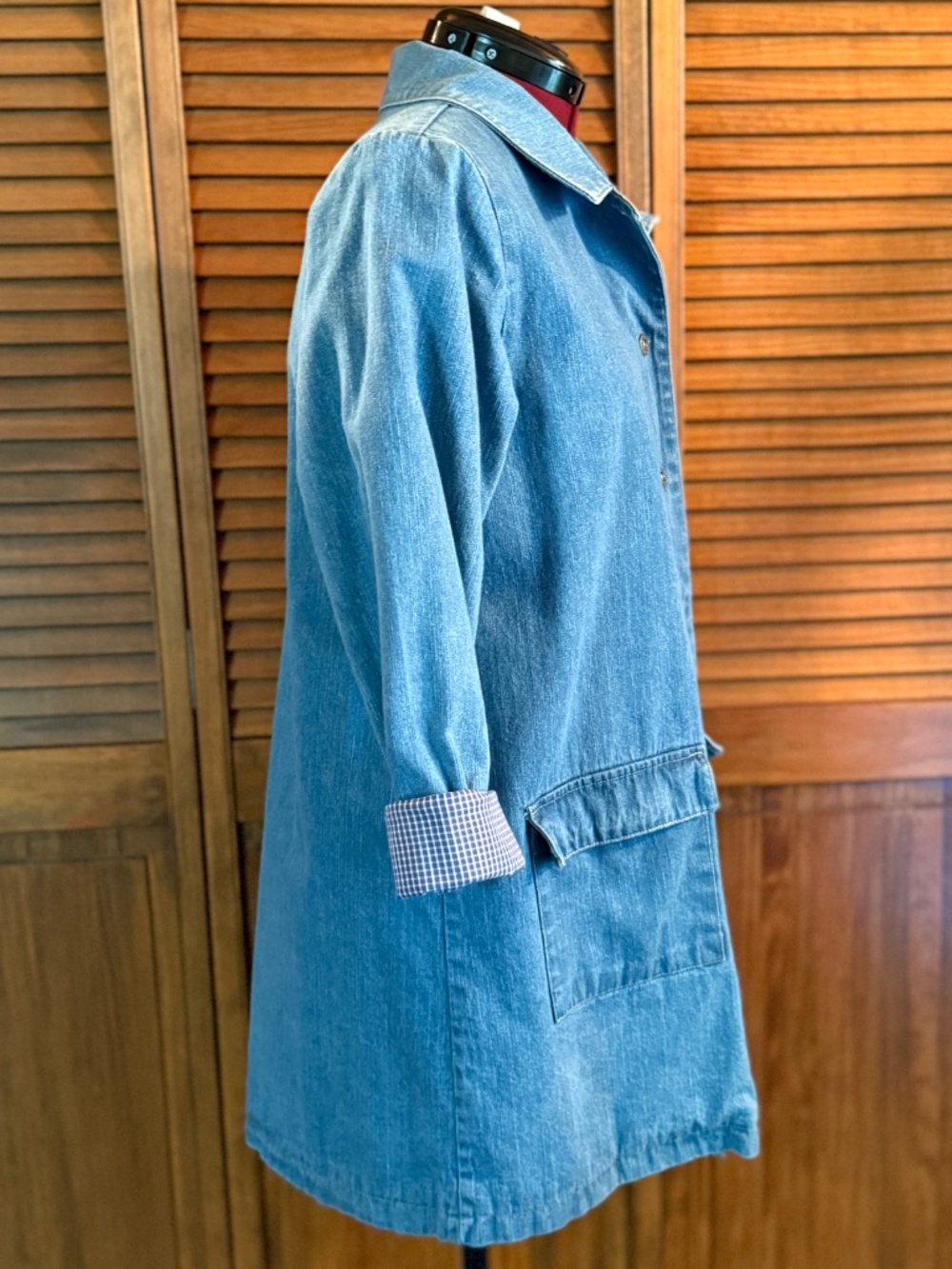 Denim & Co. Heavy Denim Jacket Vintage Med. Wash Pockets Lined 100% Cotton M - Picture 5 of 11